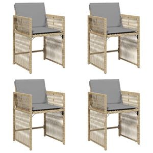 vidaXL Sillones jard&iacute;n con cojines 4 uds rat&aacute;n sint&eacute;tico beige mezcla