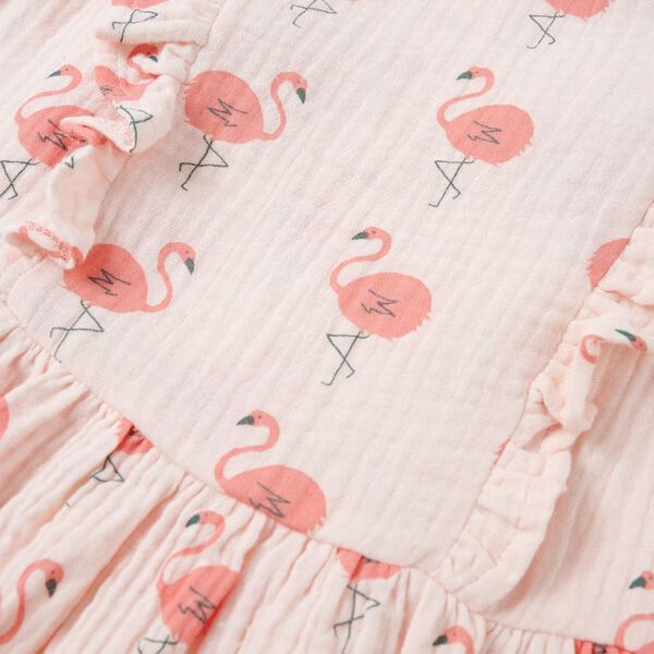 Vestido infantil con volantes rosa suave 140