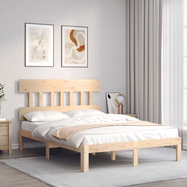 vidaXL Estructura de cama sin colch&oacute;n madera de pino maciza 120x200 cm