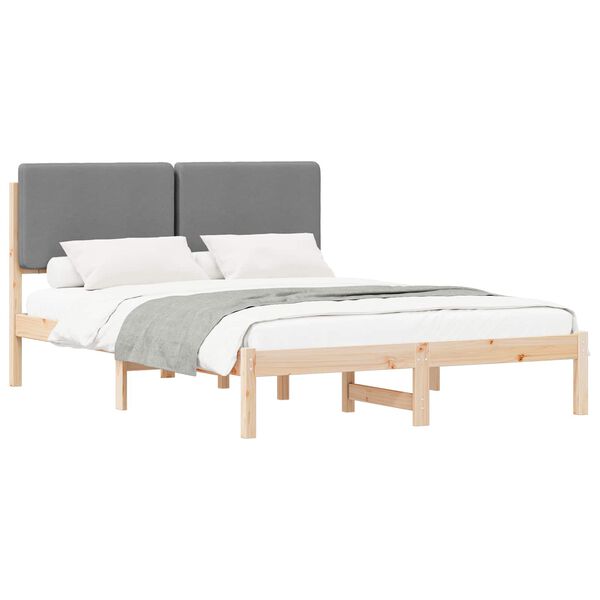vidaXL Estructura de Cama con Cabecera Tapizada Gris Claro