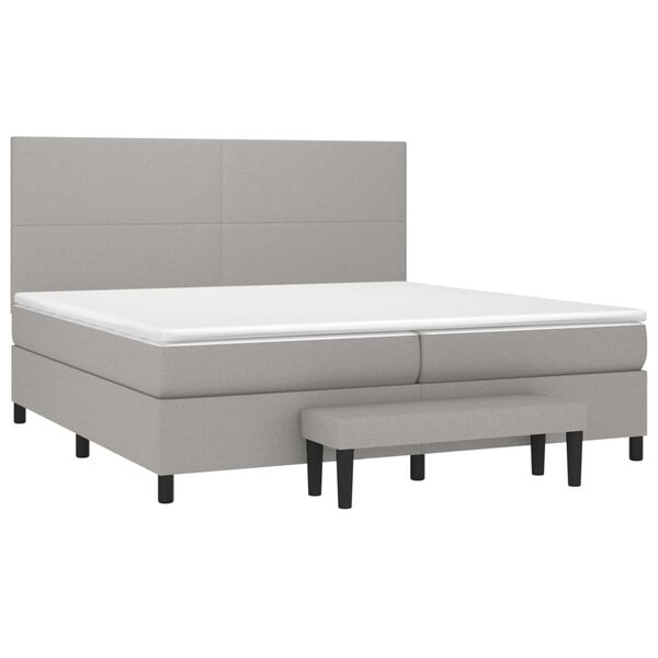 vidaXL Cama box spring con colch&oacute;n tela gris claro 200x200 cm