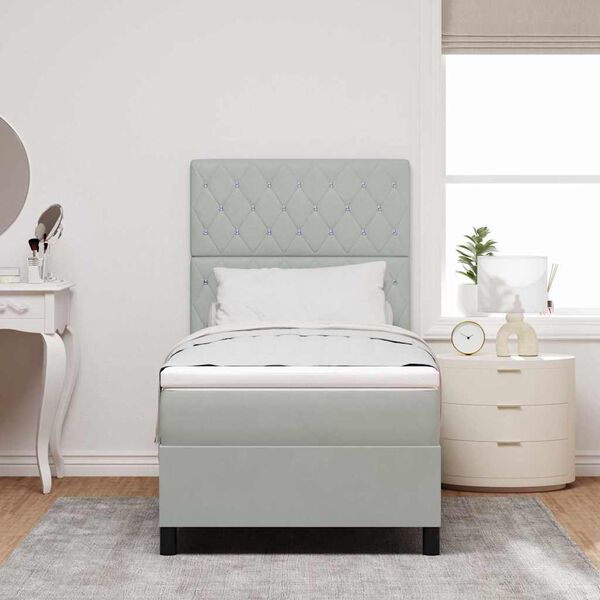 vidaXL Cama tipo Box Spring Gris Claro 100 x 200 cm Terciopelo