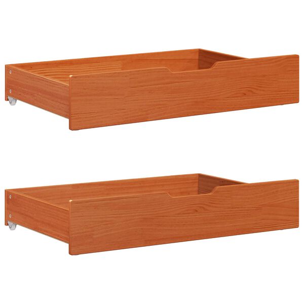 vidaXL Estructura de cama 3 pcs Marr&oacute;n cera Madera de Pino Macizo