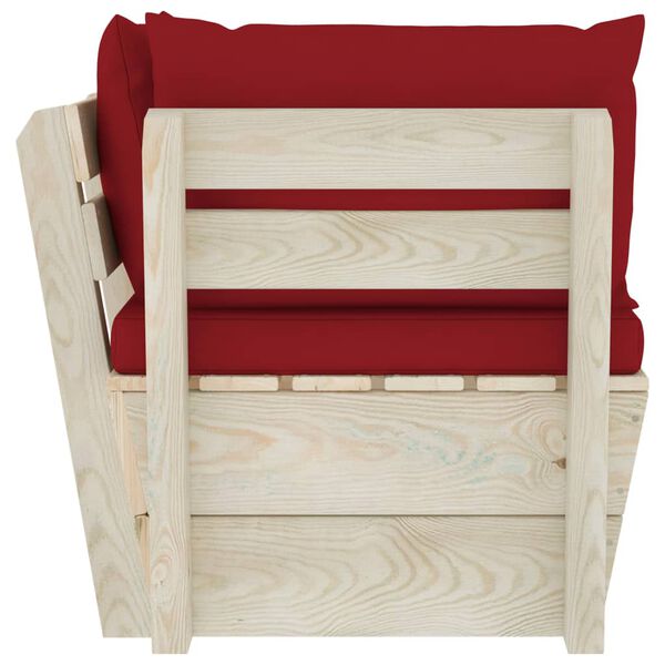 vidaXL Sofá de esquina de palets de jardín cojines abeto impregnado