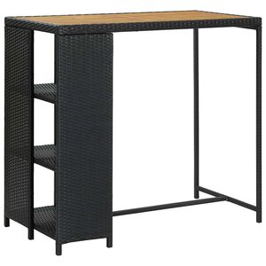 vidaXL Mesa bar estante almacenaje 120x60x110 cm rat&aacute;n sint&eacute;tico negro