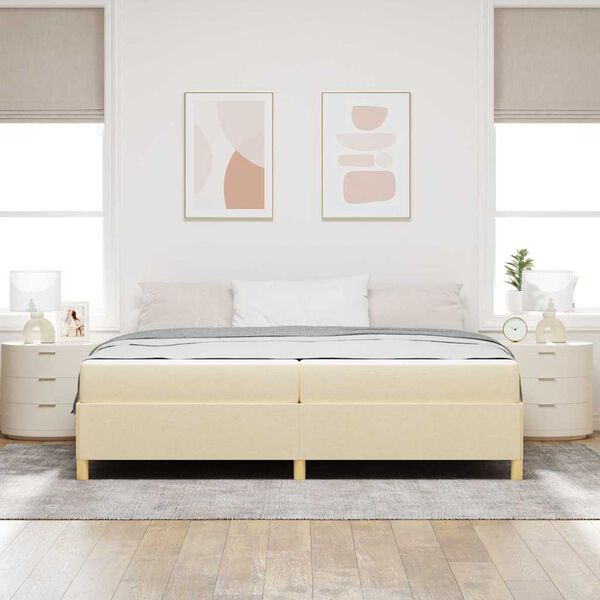 vidaXL Estructura de cama con colch&oacute;n Crema 200 x 200 cm tela