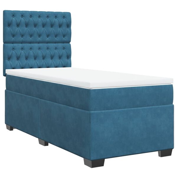 vidaXL Cama box spring con colch&oacute;n terciopelo azul 100x200 cm