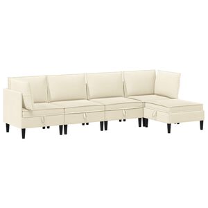 vidaXL Juego de muebles de sal&oacute;n 5 uds. Crema Tela