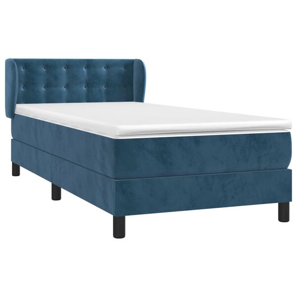 vidaXL Cama box spring con colch&oacute;n terciopelo azul oscuro 100x200 cm