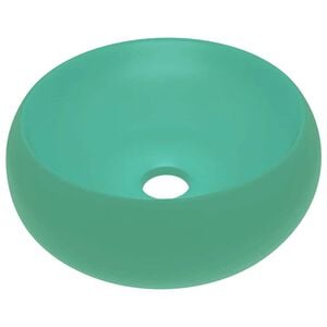 vidaXL Lavabo de lujo redondo cer&aacute;mica verde claro mate 40x15 cm