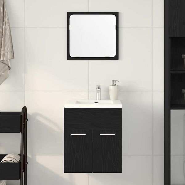vidaXL Juego de muebles de baño 2 pzas roble negro Madera ingeniería
