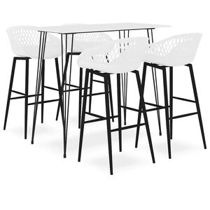 vidaXL Mesa alta y taburetes de bar 5 piezas blanco