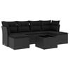 vidaXL Set de comedor de jard&iacute;n 7 pzas y cojines rat&aacute;n sint&eacute;tico negro
