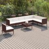 vidaXL Set muebles de jard&iacute;n 9 pzas y cojines rat&aacute;n sint&eacute;tico marr&oacute;n