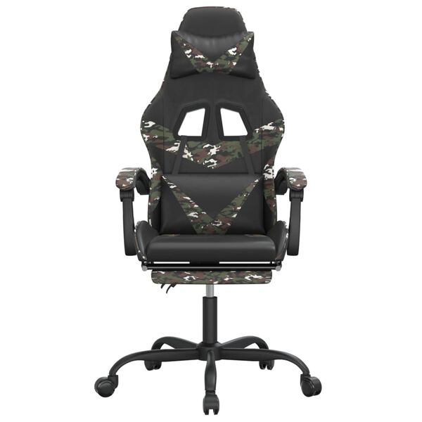 vidaXL Silla gaming con reposapi&eacute;s cuero sint&eacute;tico negro camuflaje