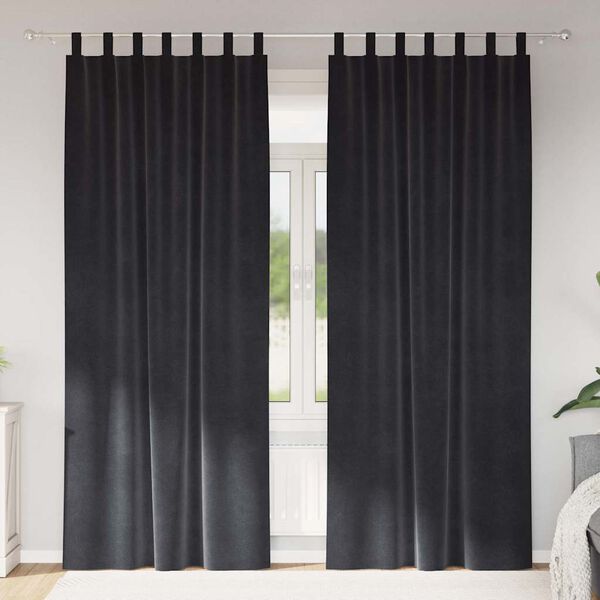 vidaXL Cortinas opacas 2 pcs Gris oscuro 140 x 225 cm Terciopelo