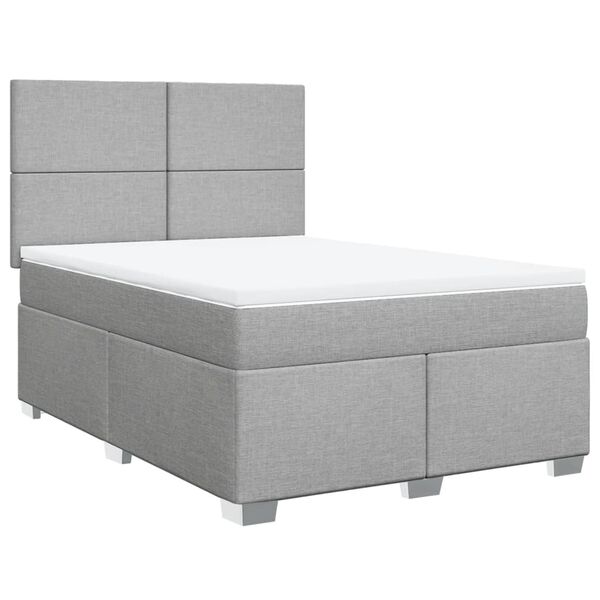 vidaXL Cama box spring con colch&oacute;n tela gris claro 140x200 cm