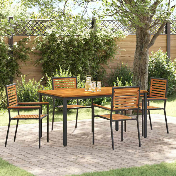 vidaXL Conjunto de Comedor de Jard&iacute;n 5 pcs Negro y Marr&oacute;n