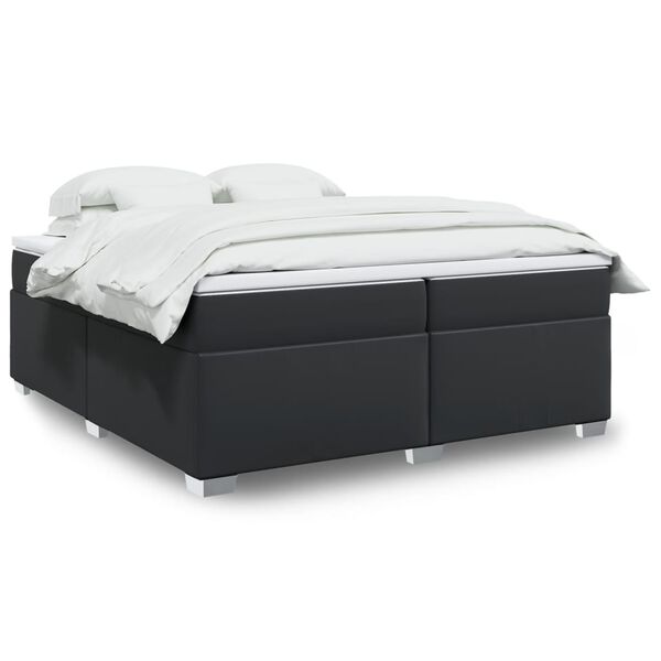 vidaXL Cama box spring con colch&oacute;n cuero sint&eacute;tico negro 200x200 cm