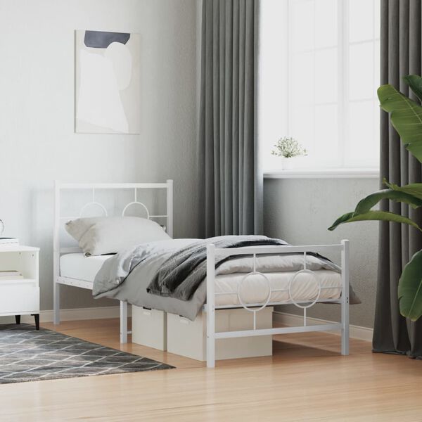 vidaXL Estructura cama sin colch&oacute;n con estribo metal blanco 80x200 cm