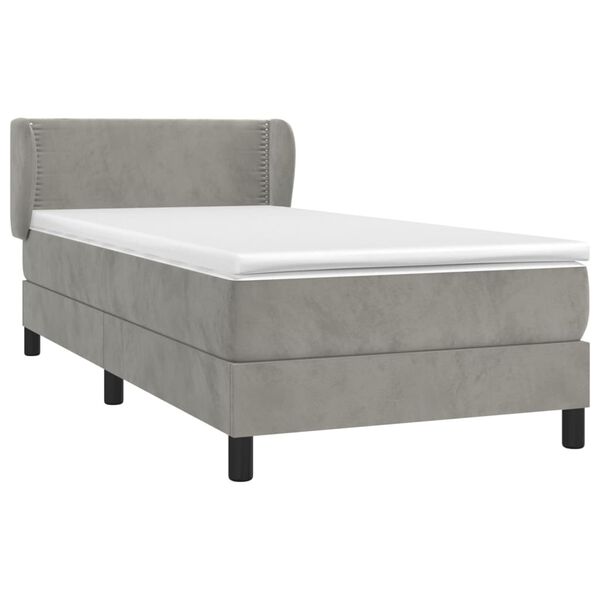 vidaXL Cama box spring con colch&oacute;n terciopelo gris claro 90x190 cm
