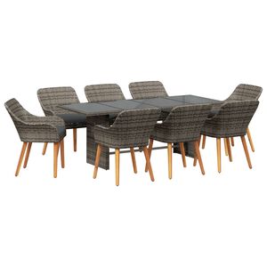 vidaXL Conjunto de Comedor de Jardín 9 pcs Gris ratán sintético