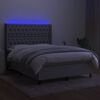 vidaXL Cama box spring colch&oacute;n y luces LED tela gris claro 140x200 cm