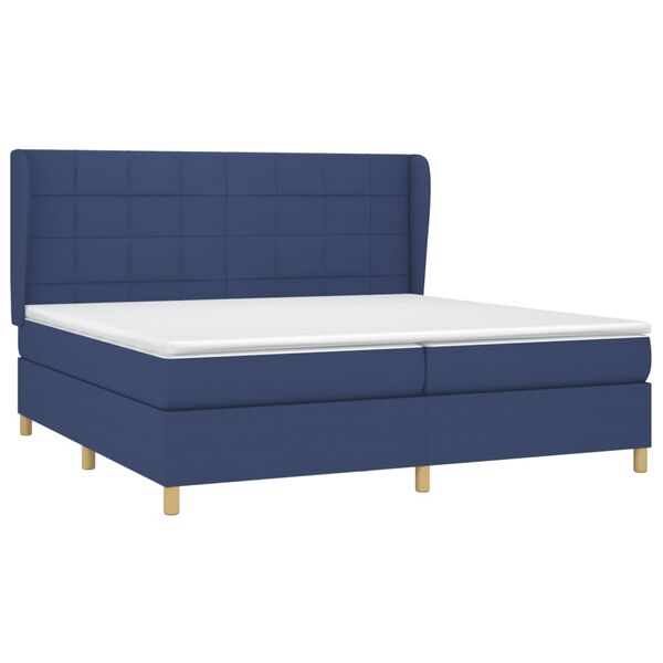 vidaXL Cama box spring con colch&oacute;n tela azul 200x200 cm