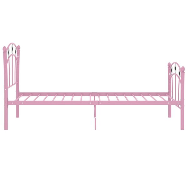 vidaXL Estructura de cama sin colch&oacute;n metal rosa 90x200 cm