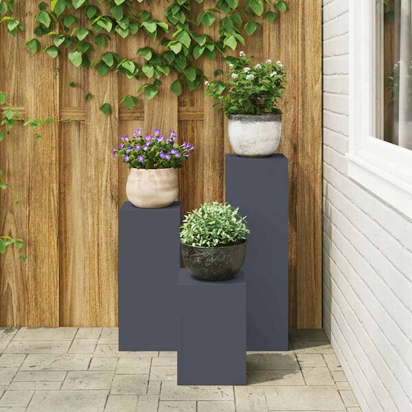 vidaXL Soporte de plantas 3 pcs Antracita Acero