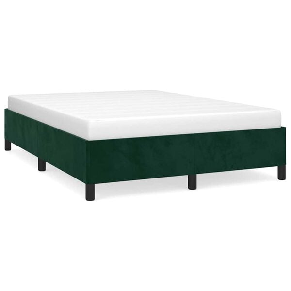 vidaXL Estructura cama sin colch&oacute;n terciopelo verde oscuro 140x190 cm