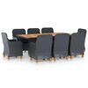 vidaXL Set comedor jard&iacute;n 9 pzas cojines rat&aacute;n sint&eacute;tico gris oscuro