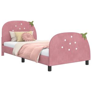 vidaXL Cama para ni&ntilde;os con cabecero Rosa 90 x 200 cm Terciopelo