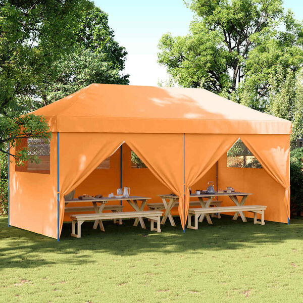 vidaXL Tienda de fiesta plegable Pop-Up 4 paredes laterales naranja