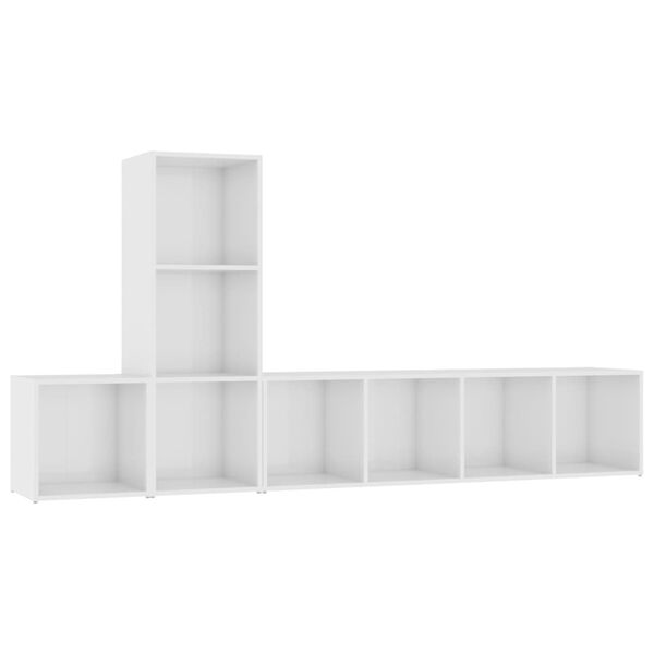 vidaXL Muebles de sal&oacute;n 3 piezas madera de ingenier&iacute;a blanco brillo