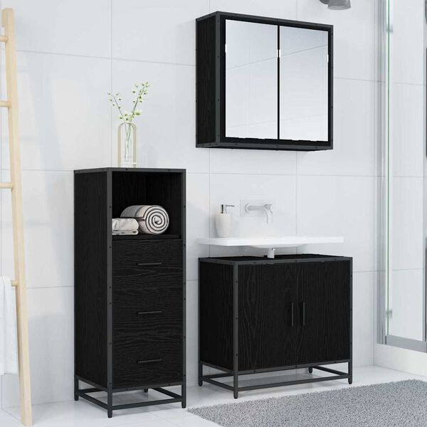 vidaXL Juego de muebles de ba&ntilde;o Roble Negro 35 x 37,5 x 100 cm