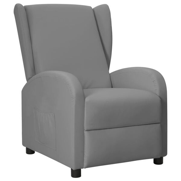 vidaXL Sill&oacute;n orejero reclinable de cuero sint&eacute;tico gris