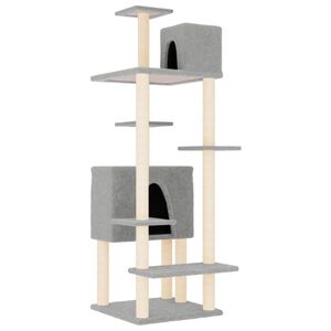 vidaXL Rascador para gatos con postes de sisal gris claro 154 cm
