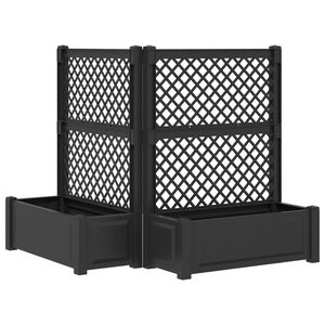 vidaXL Maceta Grande con Trellis 2 uds. PP Gris antracita