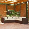 vidaXL Set muebles de jard&iacute;n 5 piezas y cojines rat&aacute;n sint&eacute;tico marr&oacute;n