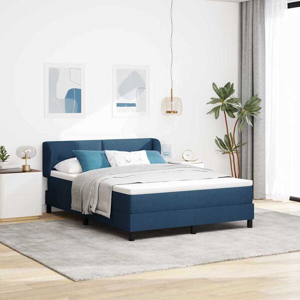 vidaXL Cama tipo Box Spring con colch&oacute;n Azul 140 x 190 cm tela