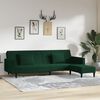 vidaXL Sof&aacute; cama 2 plzs 2 cojines y reposapi&eacute;s terciopelo verde oscuro