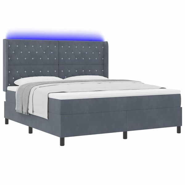 vidaXL Cama con Box Spring LED y Colchón Gris oscuro 180 x 200 cm
