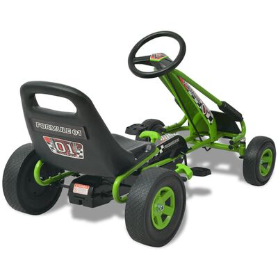 vidaXL Kart con pedales asiento ajustable verde