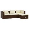 vidaXL Set muebles de jard&iacute;n 4 piezas y cojines rat&aacute;n sint&eacute;tico marr&oacute;n
