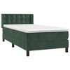 vidaXL Cama box spring con colch&oacute;n terciopelo verde oscuro 90x200 cm