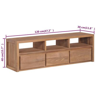 vidaXL Mueble para TV madera teca maciza acabado natural 120x30x40 cm