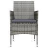 vidaXL Juego de comedor de jard&iacute;n 3 piezas con cojines gris y negro