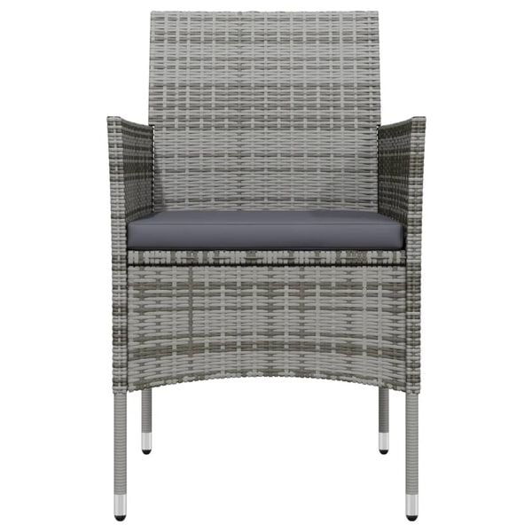vidaXL Juego de comedor de jard&iacute;n 3 piezas con cojines gris y negro