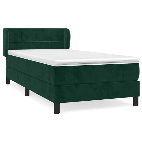 vidaXL Cama box spring con colch&oacute;n terciopelo verde oscuro 100x200 cm